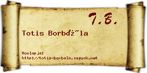 Totis Borbála névjegykártya